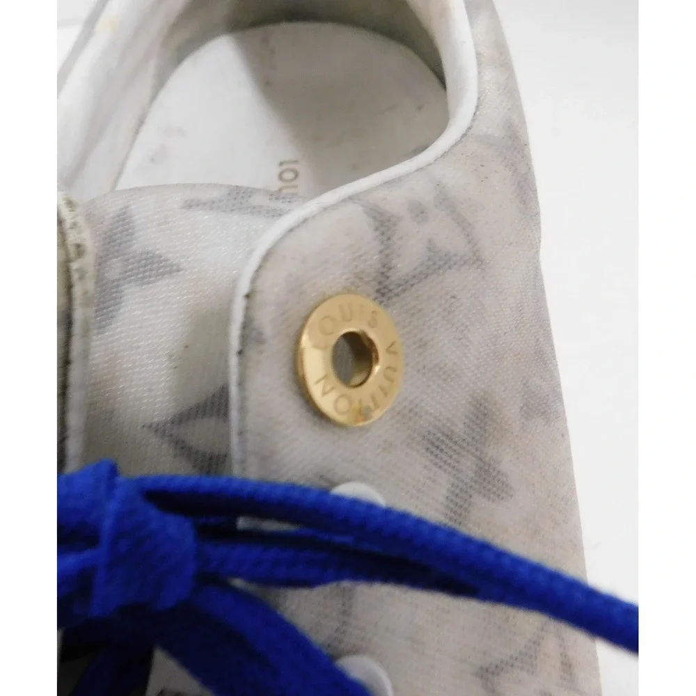Louis Vuitton White Blue Monogram Technical Mesh Frontrow Sneaker sz39 AUTHENTIC